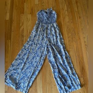Patrons of Peace Floral Jumpsuit Romper Medium Boho Beach Casual Strapless
